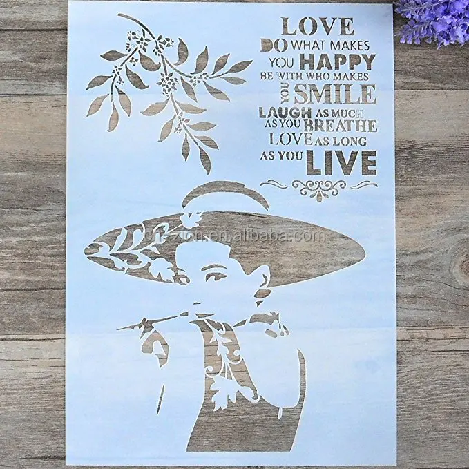 Customized Mylar 12inch size DIY Decorative Stencil Template for Painting on Walls Furniture Crafts