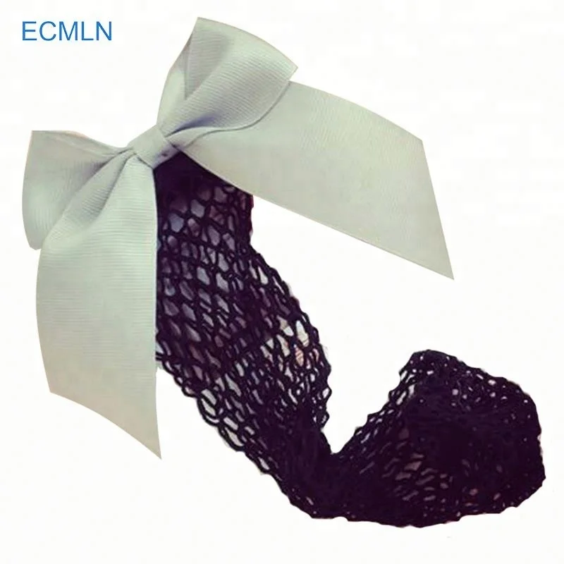 Черные популярные прозрачные женские сетчатые носки с бантом