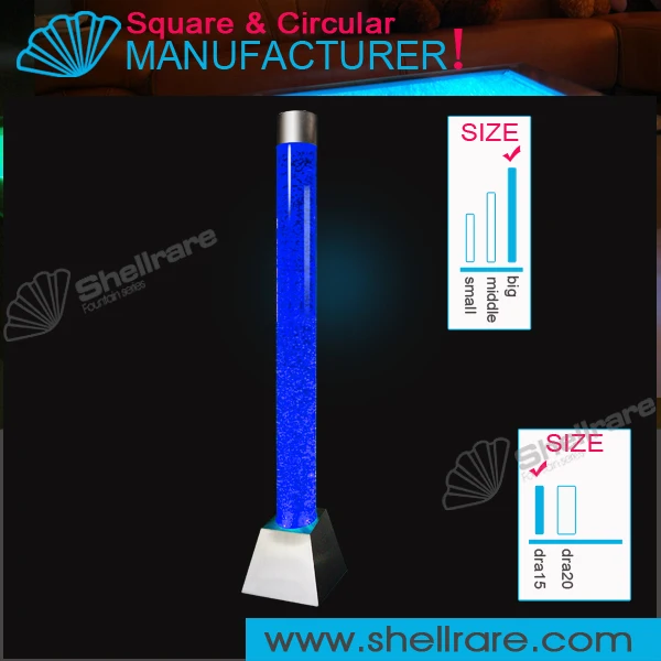 Floor standing water bubble column wall LED color changing aquarium room divider