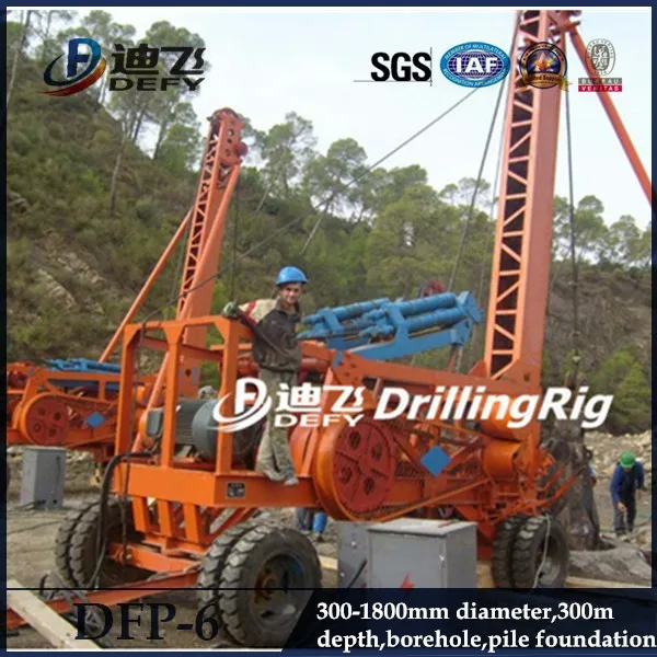 300m water borehole drilling machine DFP-6 pdc bit cable percussion drill rig