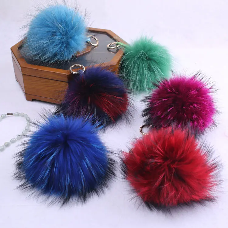 wholesale raccoon fur ball/pompons 7-18CM orange pompom