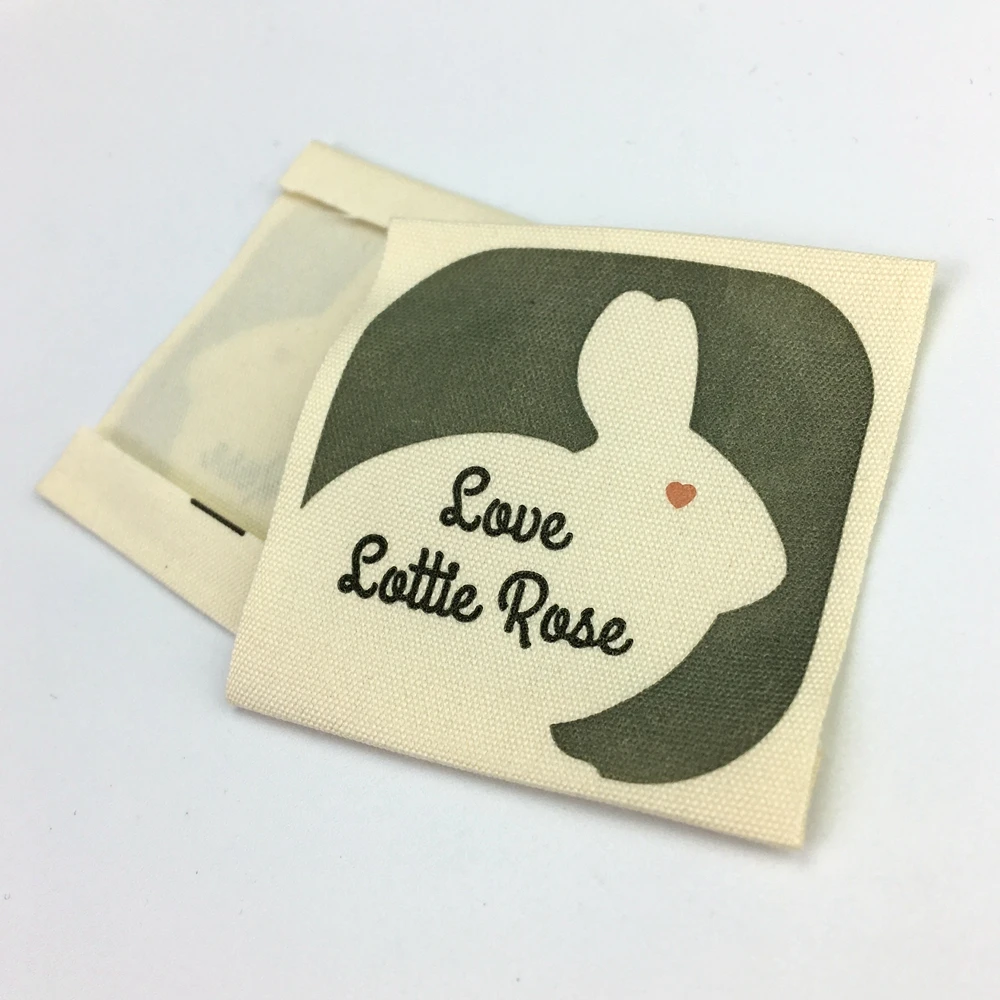 
printed soft 100% organic cotton labels clothing main label custom cotton label for garments and hats 