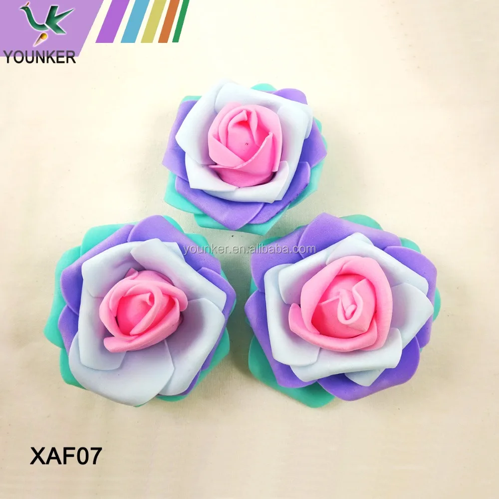 
8CM Cheap Artificial colorful EVA Foam Rose Flowers Head for Wedding Decoration 
