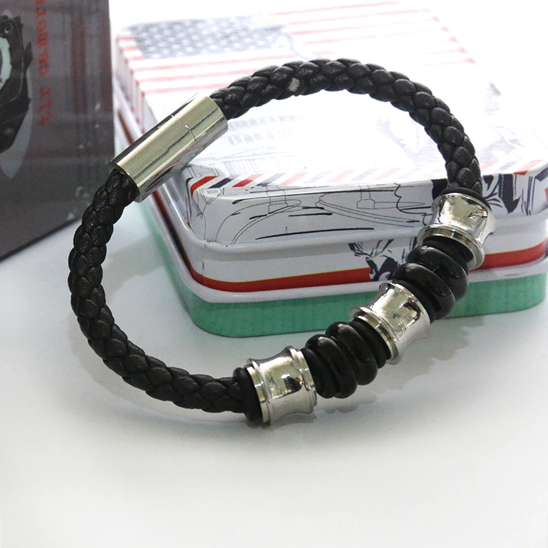 
Factory supply superior quality cool hand custom engrave leather rope charm bracelet new arrival luxury bracelet for man 