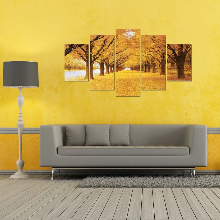 Лучший продавец, 5 шт., HD печатные картины на холсте, опавшие листья, золотые настенные картины, картины для домашнего декора