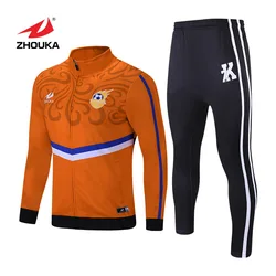 Gold slim fit custom design jacket mens sublimated tracksuits soccer jersey uniforms 210/280g tracksuit