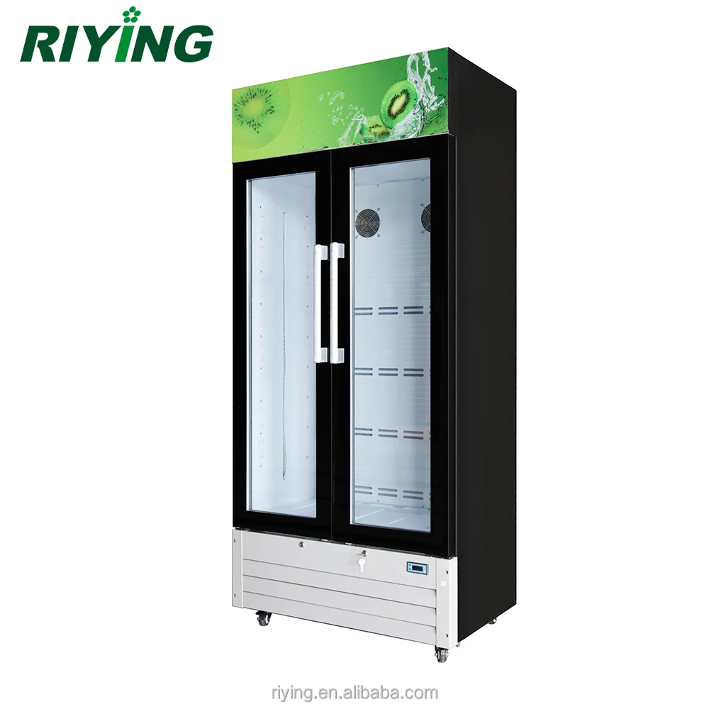 488 Liters 2 Glass Door Commercial Display Showcase Fridge Refrigerator for Drinks