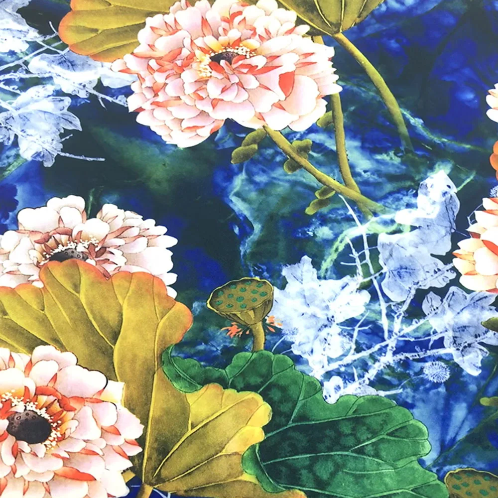 
2019 Wholesale High quality No MOQ Polyester Matt Silk satin Chiffon digital print for women Dress 