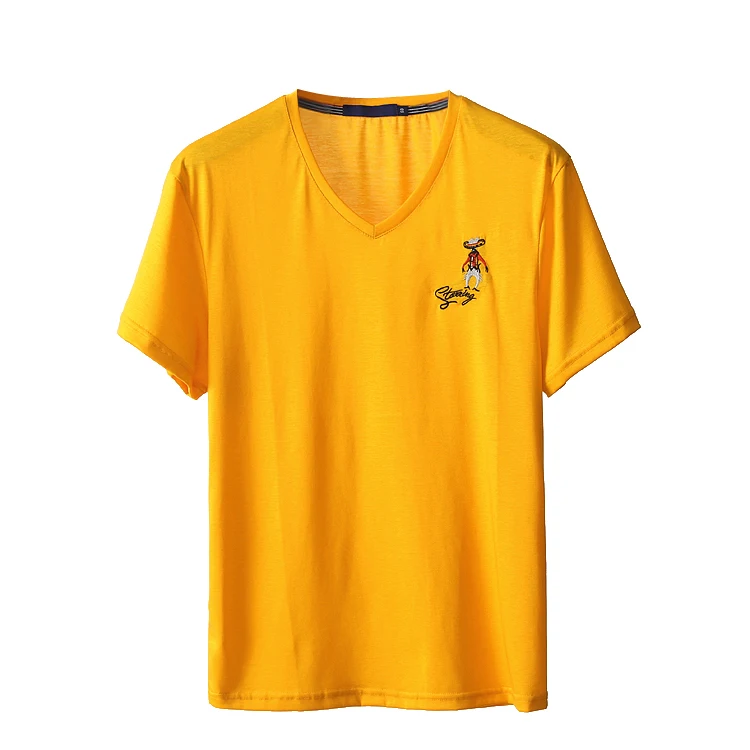 
orange tshirt bulk v-neck stretch t shirt mens mercerized cotton t-shirt 