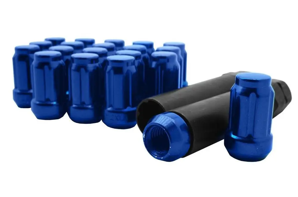 Strength Auto Car Accessories 6 Spline , Blue Wheel Lug Nuts Tapered Close