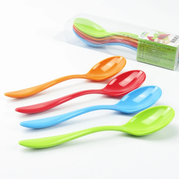 LULA Wholesale Promotion Set Of Four Colorful Plastic Jam Honey Spoon OEM AS Large Serving Soup Spoon With Custom Printing