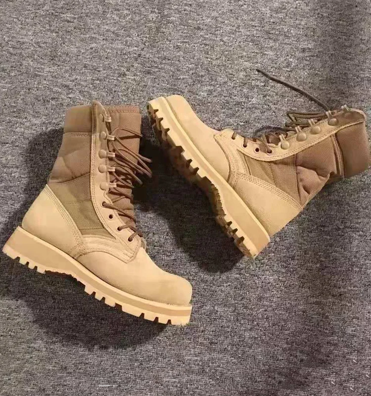 Tactical Rubber with EVA outsole boots,men boots beige combat shoes boots for hiking