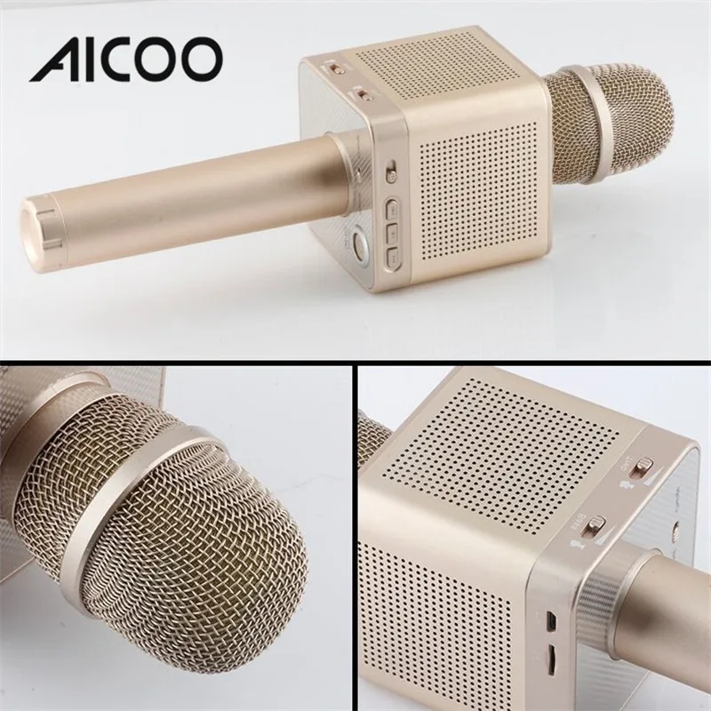 AICOO Handheld Echo Sound Reverb Automatic Matching All Metal Karaoke Q10S Wireless Microphone