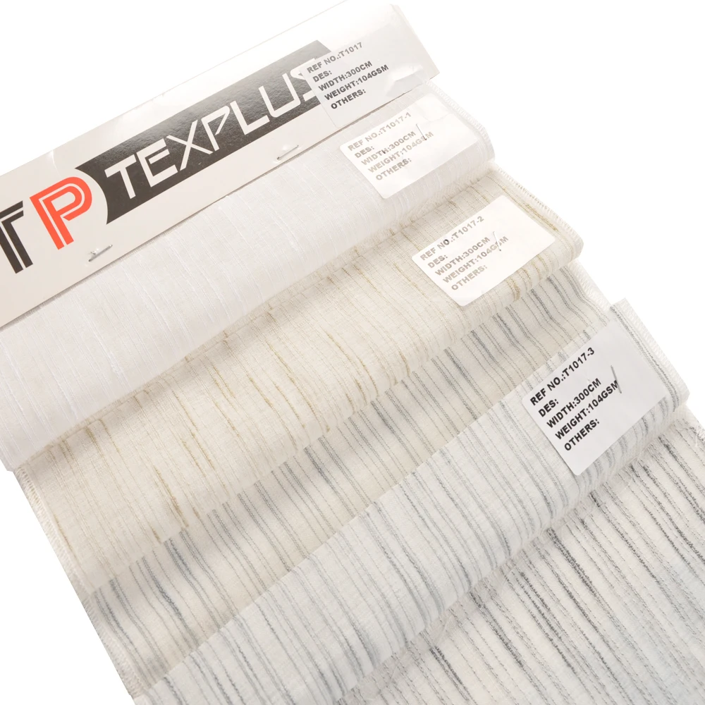 100% polyester new designs stripe style sheer curtain fabrics for living room curtain