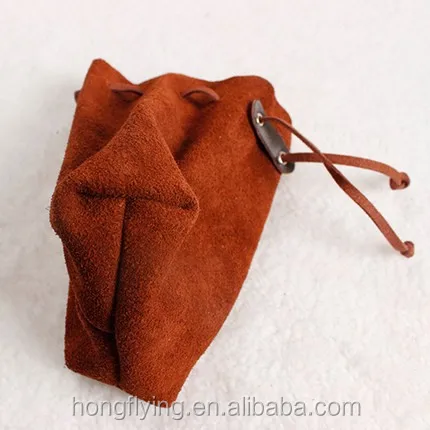 High quality cowhide suede leather pouch for jewelry