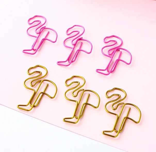 
Stationery Promotional bookmark flamingo bird shape cute metal letter paper clip 