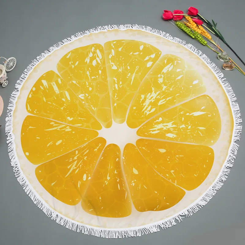 
Cheap Wholesale Fruit Round Beach Towel Blanket Scarf Throw Picnic Yoga Mat Floral Blanket 