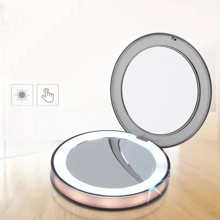 Rechargeable portable small hand pocket led compact makeup mirror with light