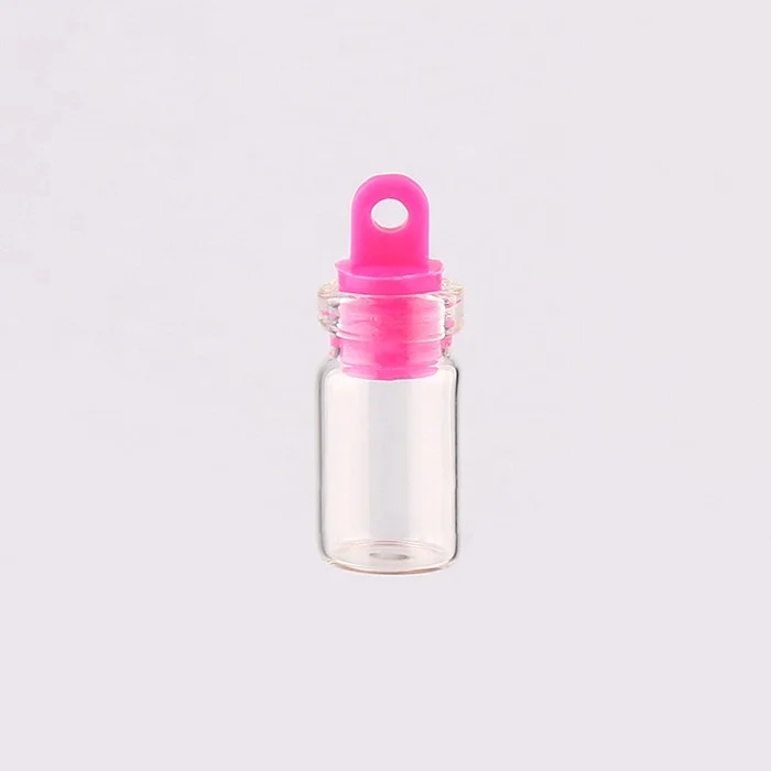 Mini 0.5ml1ml1.5ml2ml glass wishing bottle with plastic wood plug nail accessory sealed container