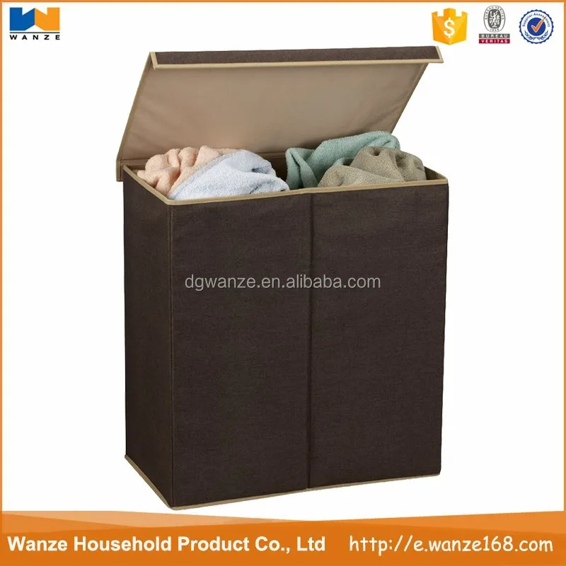 Складная корзина для белья-двойная корзина для белья, сортировщик с магнитной крышкой, кофе и льна