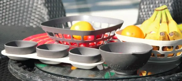 Bamboo Fiber Functional Easy-washing Kitchen Pantone Color Biodegradable Colander With Handle