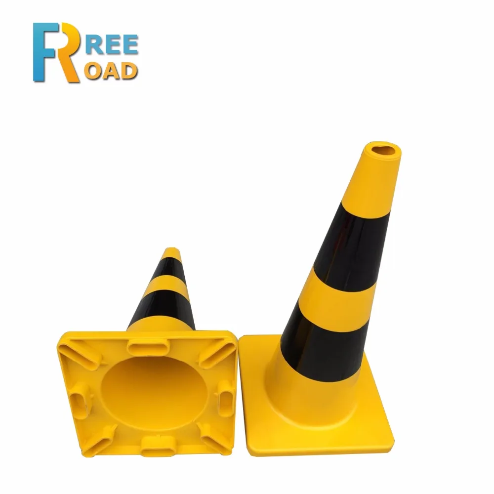 70cm 2.3kg yellow PVC traffic cones with black reflective tapes