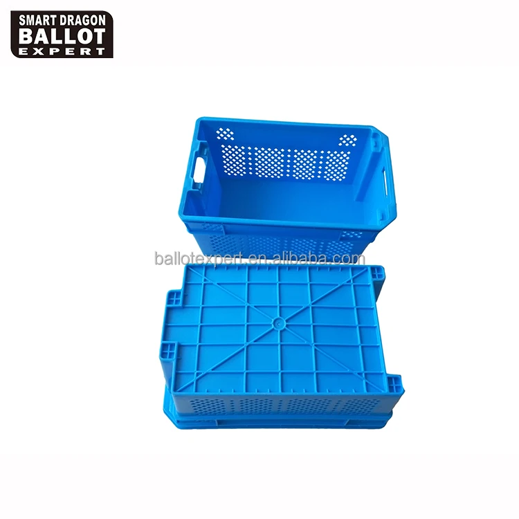 Сетчатые большие складные экологически чистые пластиковые ящики портативные штабелируемые