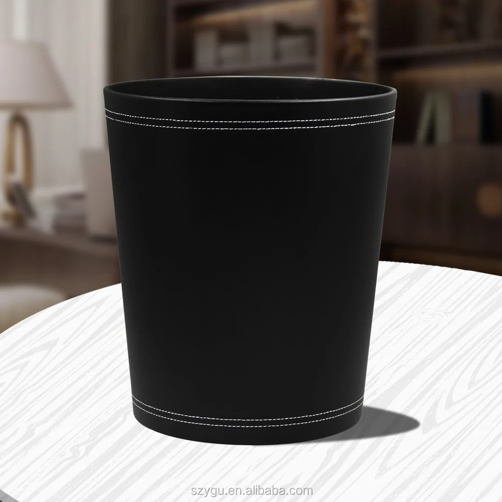 Wholesale Round Household Open Top Leather Paper Dust Garbage Trash Waste Bin
