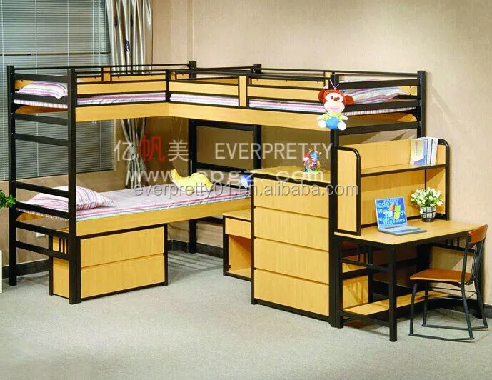 
Cheap School Furniture College Dormitory Furniture Set Bunk Bed With Desk 