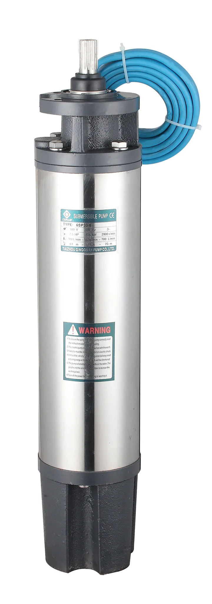 QQPump 6SPM17/7 5.5HP  304ss 17m3/h Submersible Deep Well 6' Water Pump China Factory For Irrigation Industrial Pump