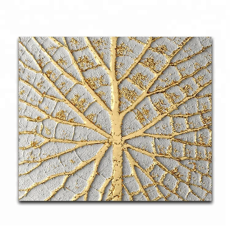 Abstract art picture on canvas with gold foil for wholesale