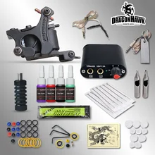 Kits completos de Tatuagem 8 bobinas wrap máquina de armas de 1/6 oz preto conjuntos de tinta de tatuagem fonte de alimentação de agulha descartável frete grátis