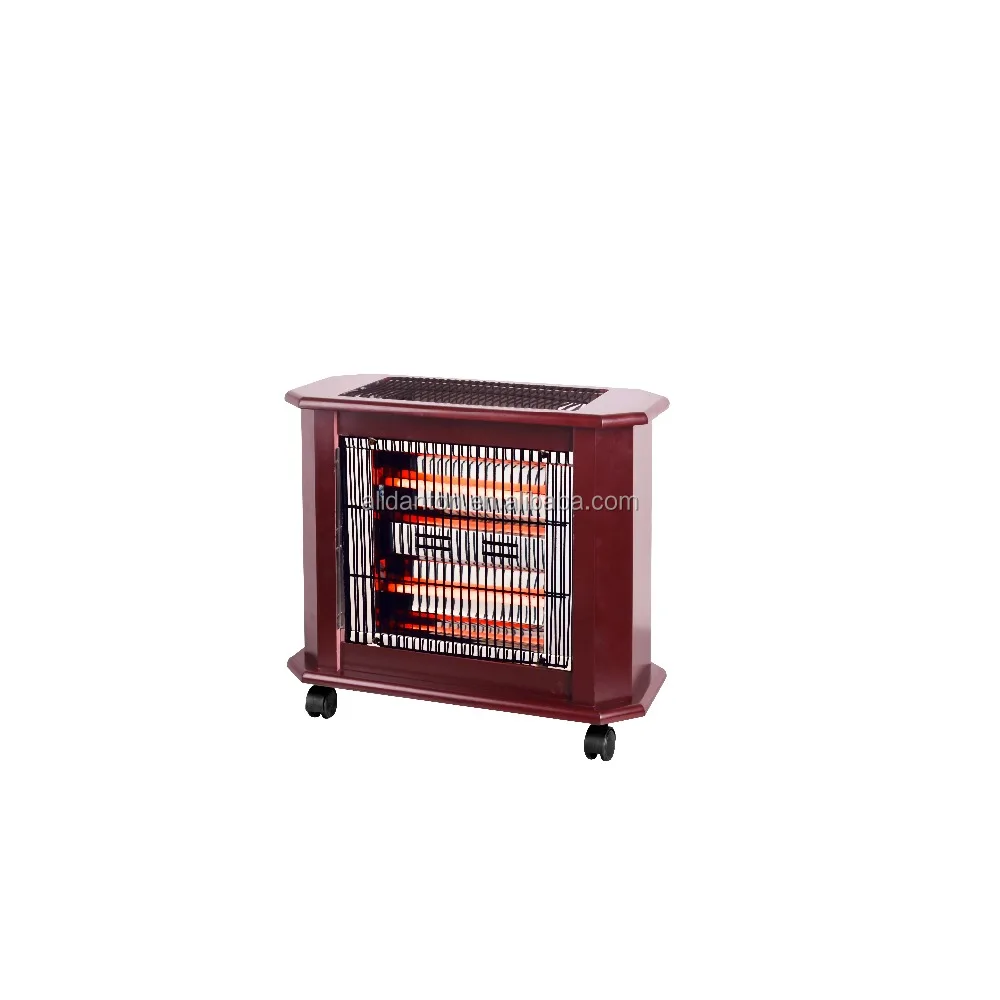 3 Faces Wood Quartz Electric Heater Factory Manufacturer Supplier With Wheels