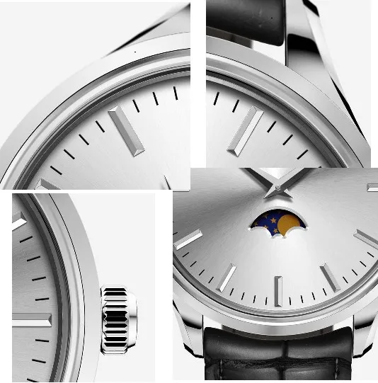 men moonphase watch japan movt moon phase stainless steel watch moon date watches