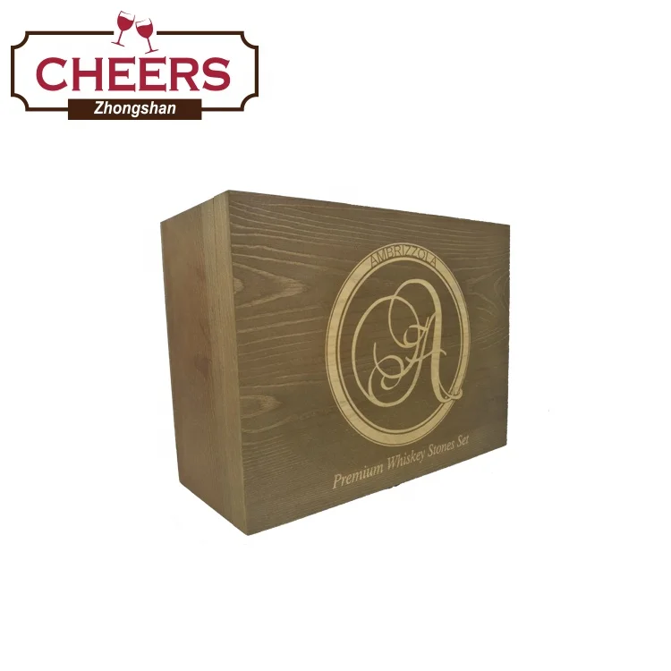 Premium Whiskey Stones and Whiskey Glasses Gift Boxed Set, 8 Granite Chilling Whisky Rocks with Ice Tong and Pouch in Wooden Box