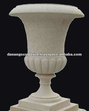 Hand carved yellow marble indoor planter pot flowerpot natural stone DSF-LH04