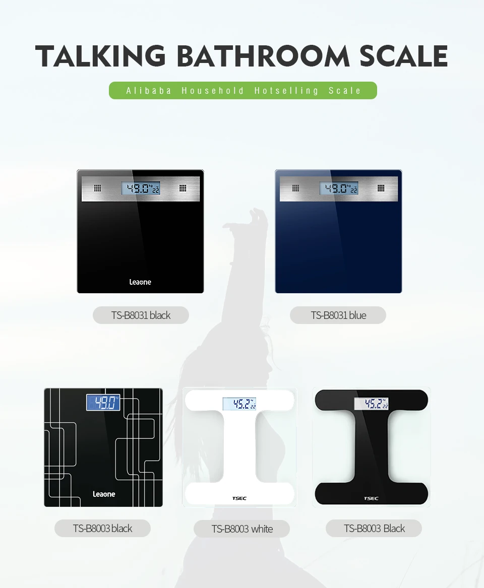 
2021 Hangzhou Household Personal 12 Inches 180kg 400lb Bathroom Scale Talking Weight Scale Language Customize Voice Function 