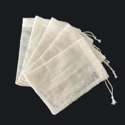 Eco friendly 20x30cm drawstring Natural Cotton Mesh carry Produce Bags