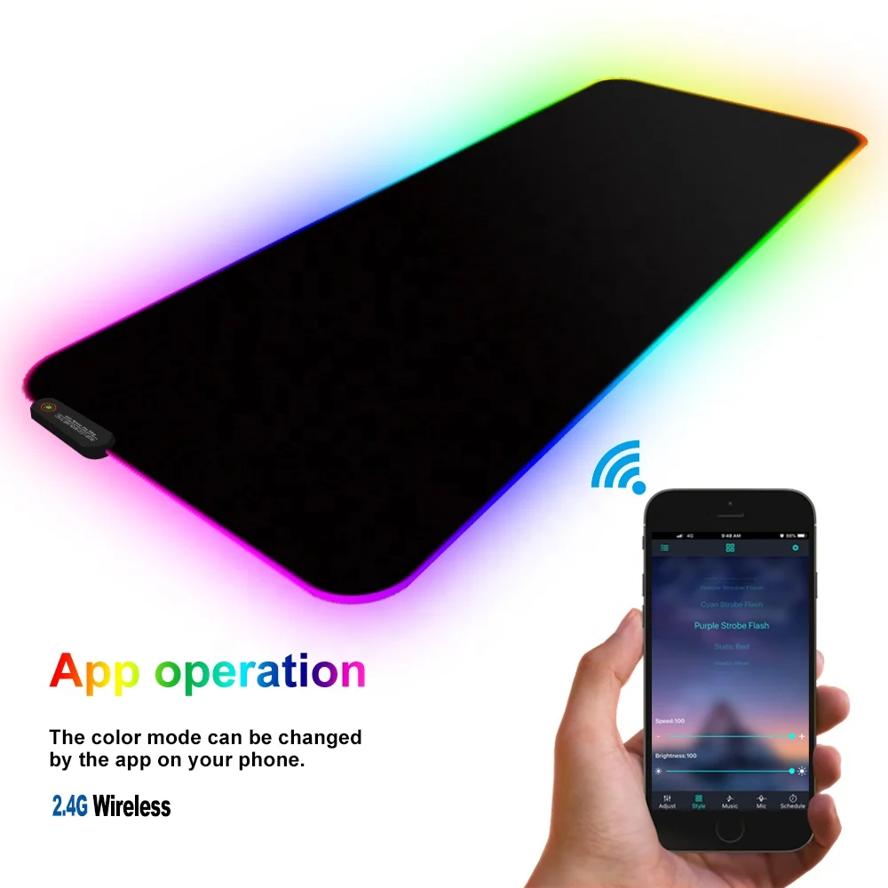 2.4G Wireless LED mouse pad mice mat Lotus Lante APP control RGB switch mode rubber base computer mousepad  Large size gaming mo