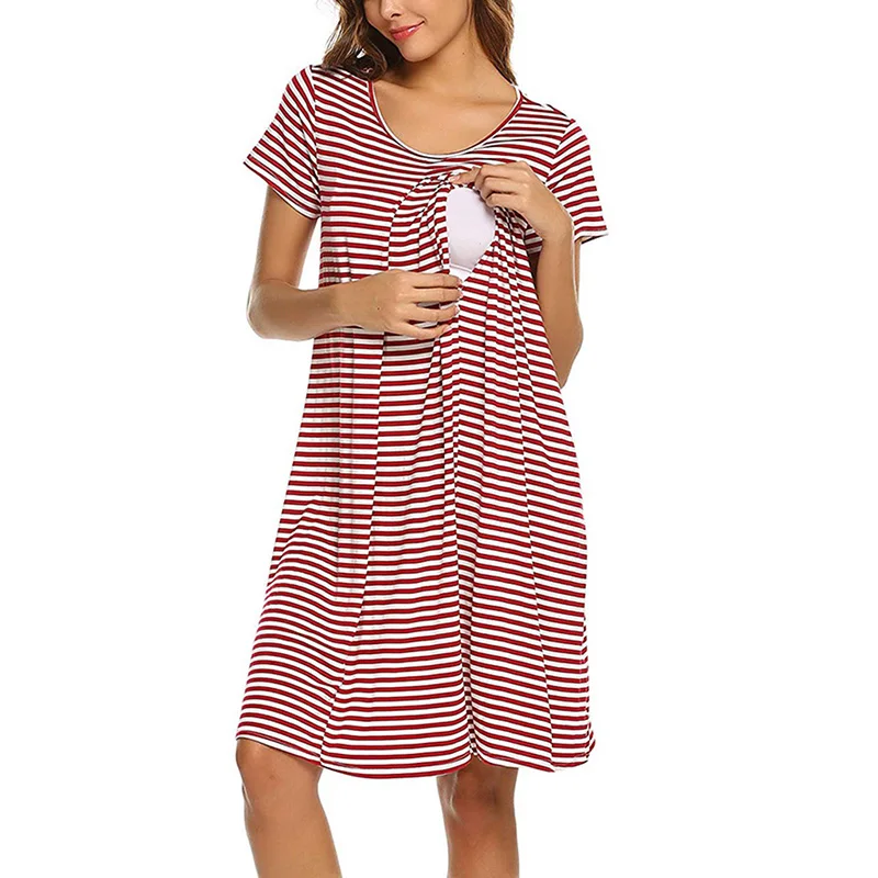 Женская одежда для беременных удлиненная Полосатая Футболка для беременных Топ для кормления