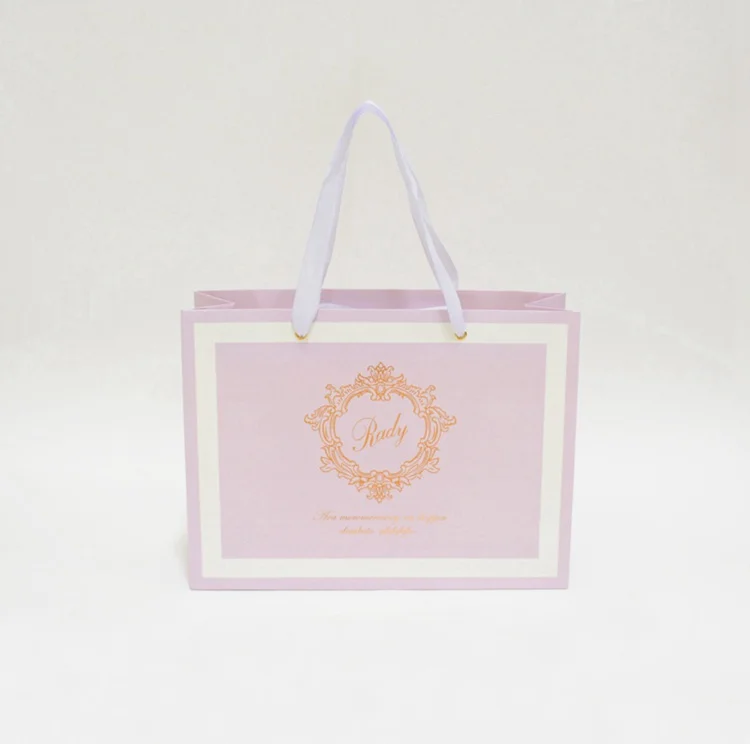 Purple Environmental Shopping Logo Paper Bag Making Factory Handle High-Grade Paper Bag