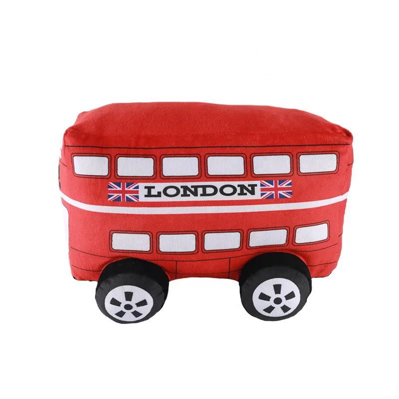 Popular wholesale soft school bus stuffed plush toy car promotion London bus