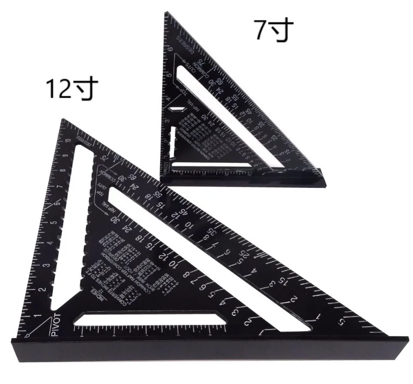 Triangular Measuring Ruler 7 Inch Metric Aluminum Alloy Speed Square Roofing Triangle