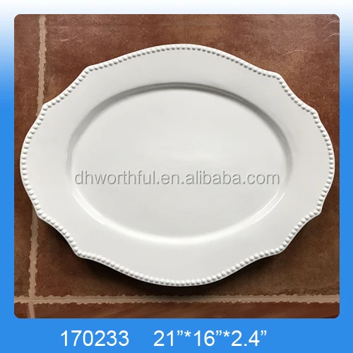 Personalized white ceramic turkey platter for Thanksgiving Day