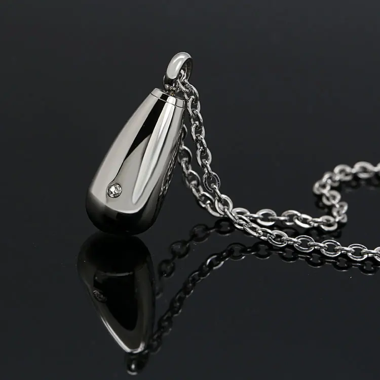 Marlary Necklace Ashes Jewelry Water-Drop Shape Steel Cremation Keepsake Urn Pendant