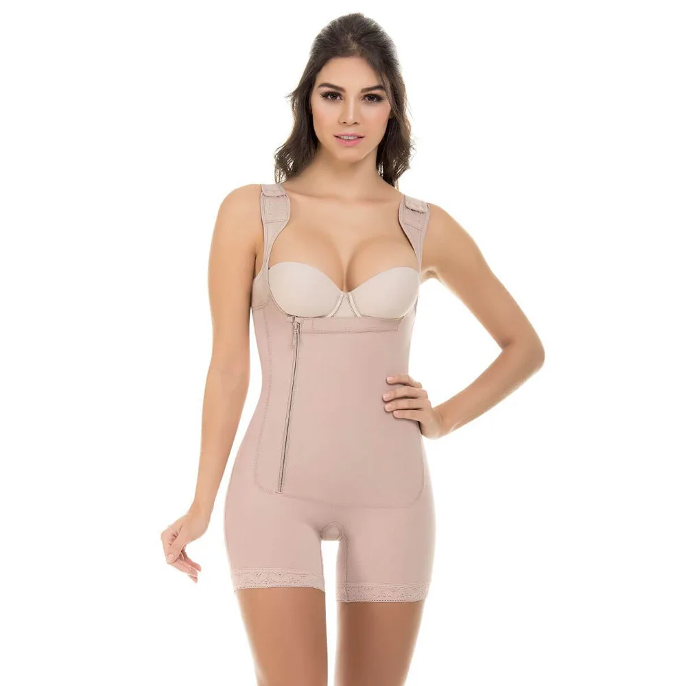 
Fashion Zipper Shapewear Plus Size S-6XL Womens Wide Strap Slimming Body Shaper Black Beige Grey Bodysuit 