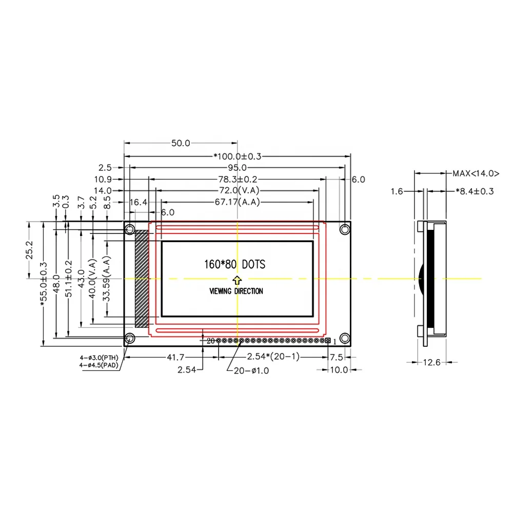 Customized 160x80(BV10)  graphic monochrome screen LC7981 Controller board lcd module which Can replace AG16080B