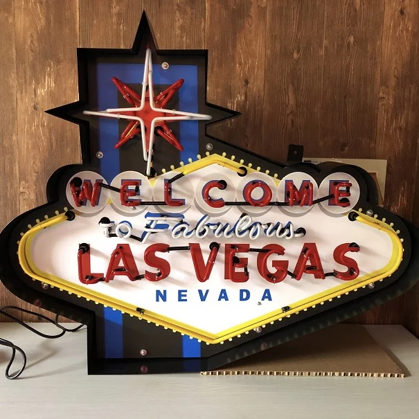 Custom neon sign china factory vintage neon real glass metal can signs LAS VEGAS glass custom logo neon light sign