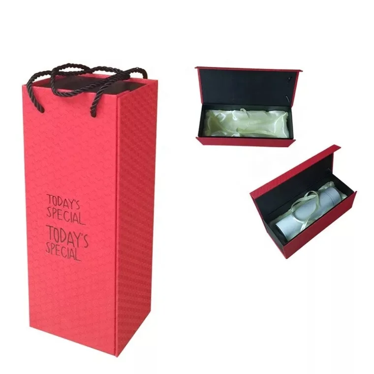 
Luxury Flip top boxes with handle for wine cups packing 