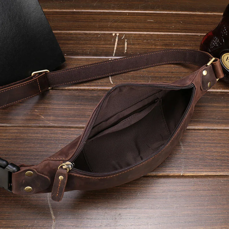 Hot Selling ODM Belt Bag Crazy Horse Leather China Factory Minimalist Waist Bag for Men
